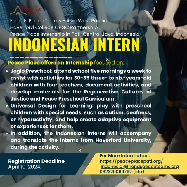 Apply Now! Internship in Peace Place Pati