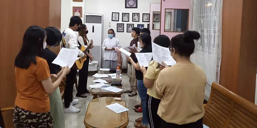with the youth's prayer group