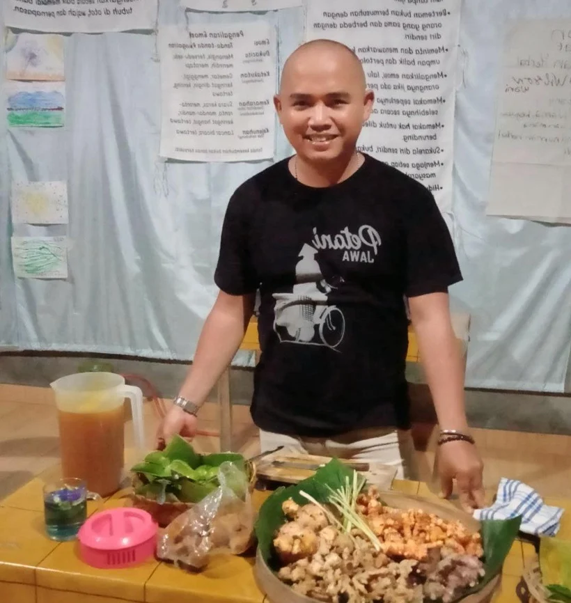 Wilson after the herbal drink workshop in Peace Place Pati