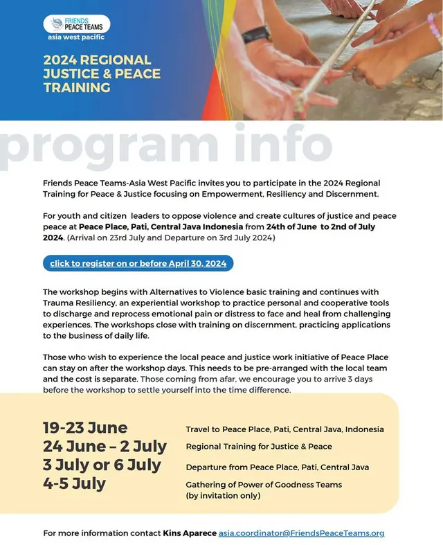 Event: 2024 Regional Justice and Peace Training June 24-July 2, 2024