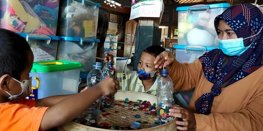 Children and parents getting inolved with various activities at Joglo Preschool
