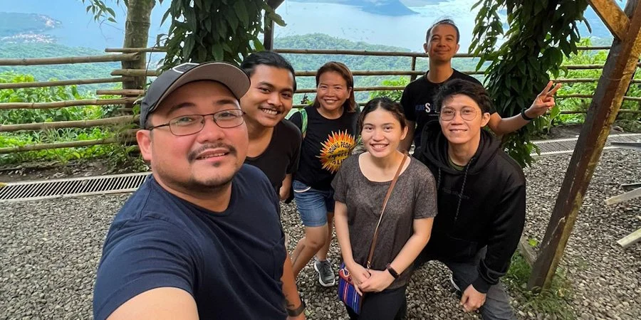Lighter moments with the team. My first time to see the lake and the volcanoes closely. Photo: Cyril